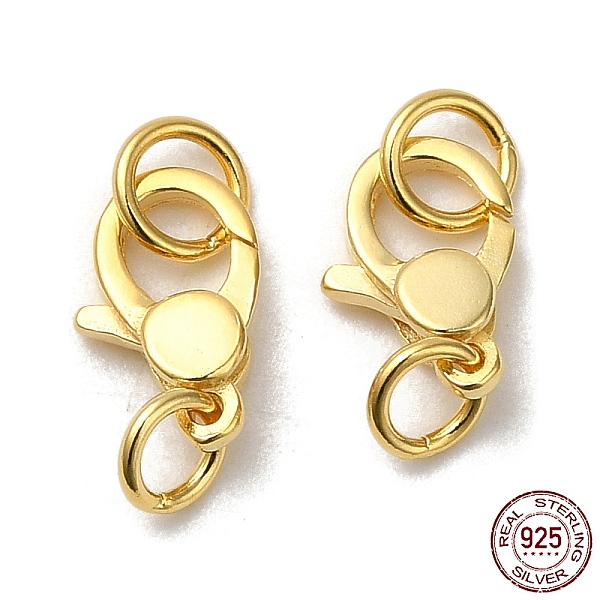 

PandaHall 925 Sterling Silver Lobster Claw Clasps with Jump Rings, Golden, 9x6x2mm Sterling Silver