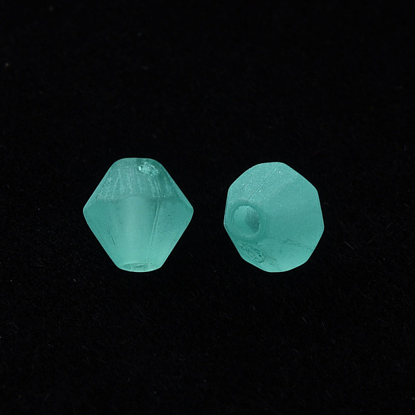 

PandaHall Frosted Acrylic Beads, Faceted, Cone, Turquoise, 6x5.5mm, Hole: 1.5mm, about 6770pcs/500g Acrylic Cone Green