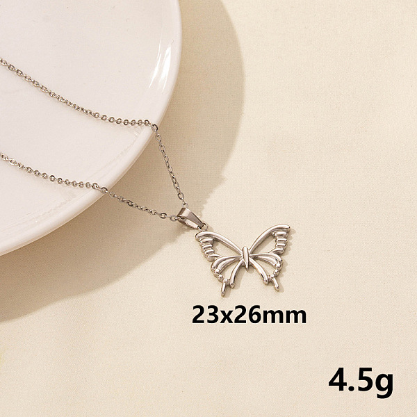 

PandaHall 304 Stainless Steel Butterfly Pendant Necklaces, Chain Chain Necklaces Stainless Steel Butterfly