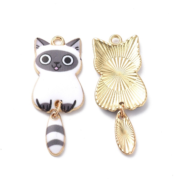 

PandaHall Light Gold Rack Plating Alloy Enamel Pendants, Cadmium Free & Nickel Free & Lead Free, Cat Charm, Gray, 38x15.7x3mm, Hole: 2mm...