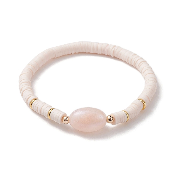 

PandaHall Polymer Clay Heishi Surfer Stretch Bracelet, Oval Acrylic Bracelet, PeachPuff, Inner Diameter: 2-1/4 inch(5.7cm) Polymer Clay Oval..., Brown