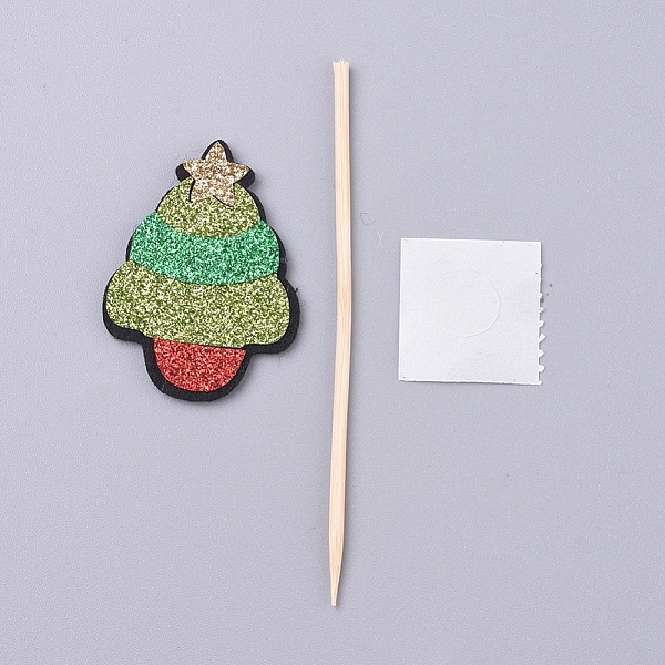 PandaHall Christmas Tree Shape Christmas Cupcake Cake Topper Decoration, for Party Christmas Decoration Supplies, Green Yellow, 46x34x3mm...