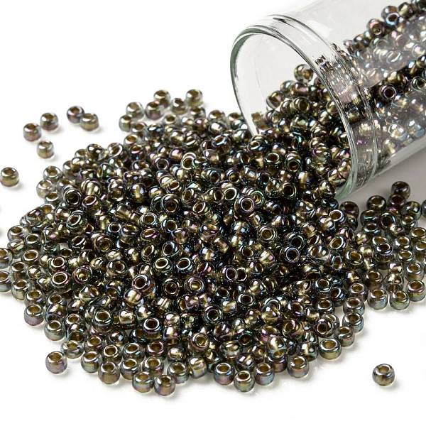 

PandaHall TOHO Round Seed Beads, Japanese Seed Beads, (999) Gilt Lined AB Black Diamond, 8/0, 3mm, Hole: 1mm, about 222pcs/bottle..., Gray