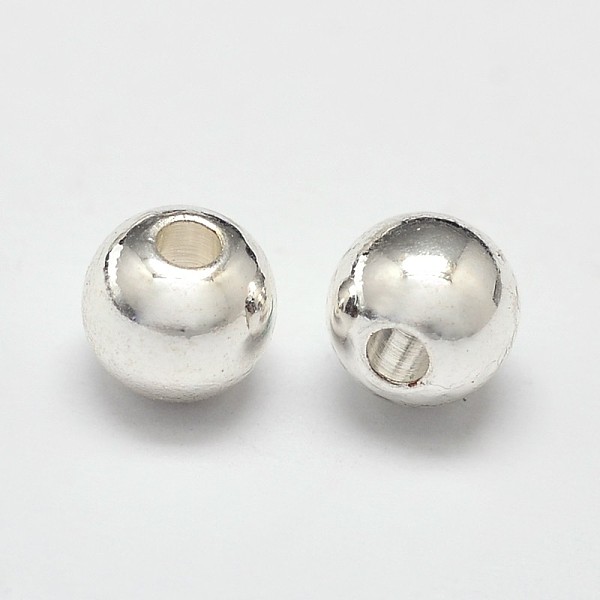 

PandaHall Rack Plating and Vacuum Plating Brass Round Spacer Beads, Silver Color Plated, 5mm, Hole: 1.5mm Brass Round Silver