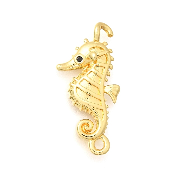 Brass Micro Pave Black Cubic Zirconia Sea Animals Connector Charms