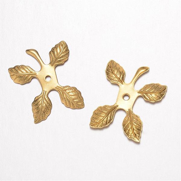 

PandaHall Brass Vintage Filigree Findings, Lead Free & Nickel Free, Leaf, Raw(Unplated), 21x18x1mm, Hole: 1mm Brass Leaf