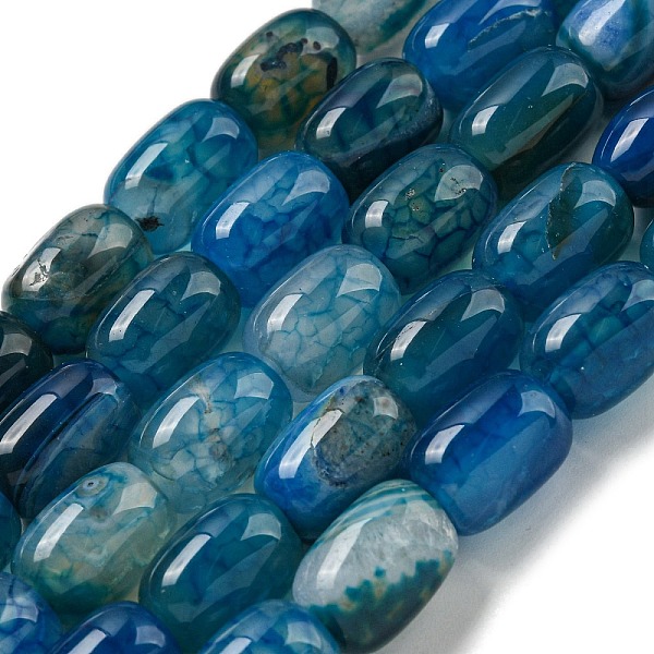 

PandaHall Natural Dragon Veins Agate Beads Strands, Dyed & Heated, Column, Dodger Blue, 13.5x10~10.5mm, Hole: 1mm, about 28pcs/strand...