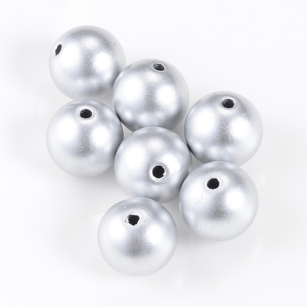 

PandaHall Matte Style Spray Painted Acrylic Beads, Round, Matte Silver, 10mm, Hole: 2mm Acrylic Round Silver