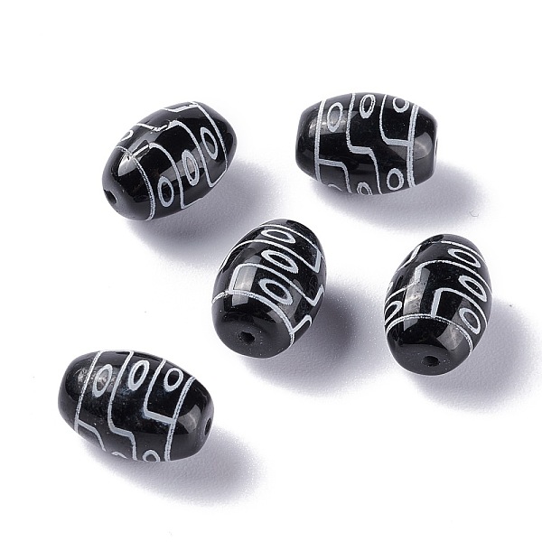 

PandaHall Tibetan Style dZi Beads, Natural Agate Beads, Dyed & Heated, Oval, 9-Eye, 13.5x10mm, Hole: 1.2mm Tibetan Agate Oval