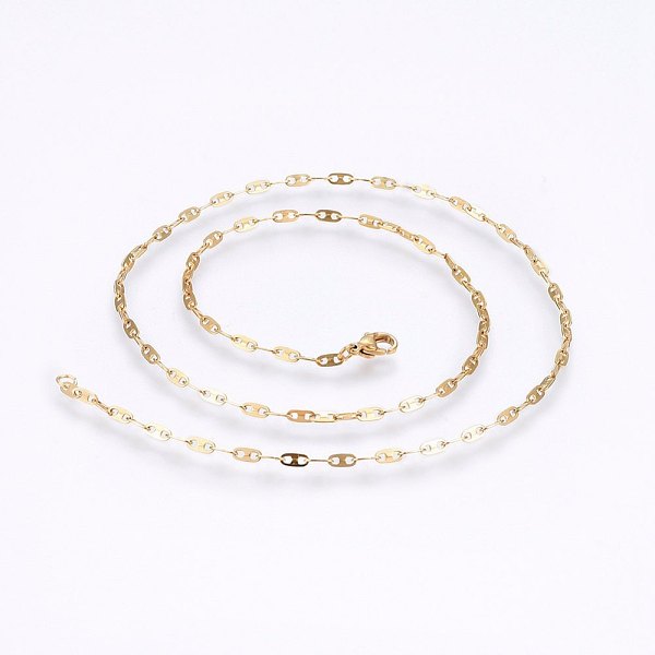 

PandaHall 304 Stainless Steel Mariner Link Chain Necklaces, Golden, 19.68 inch(50cm), 1.4mm 304 Stainless Steel