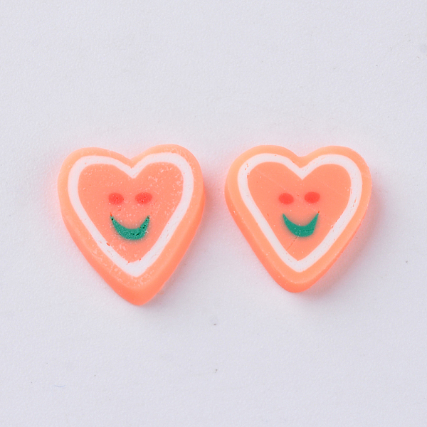 

PandaHall Handmade Polymer Clay Nail Art Decoration Accessories, Fashion Nail Care Cabochons, Heart with Smile, Light Salmon, 9~12x9~12x2mm..., Red