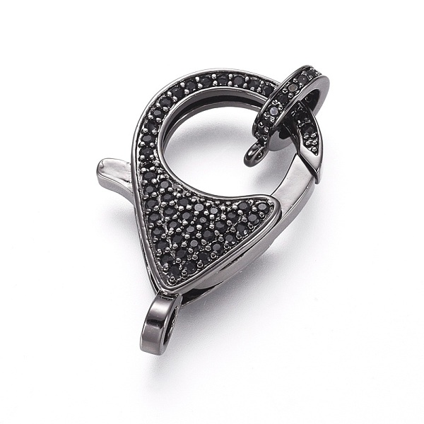 

PandaHall Brass Micro Pave Cubic Zirconia Lobster Claw Clasps, with Bail Beads/Tube Bails, Black, Gunmetal, Clasp: 26x17x5.5mm, Hole: 3mm...