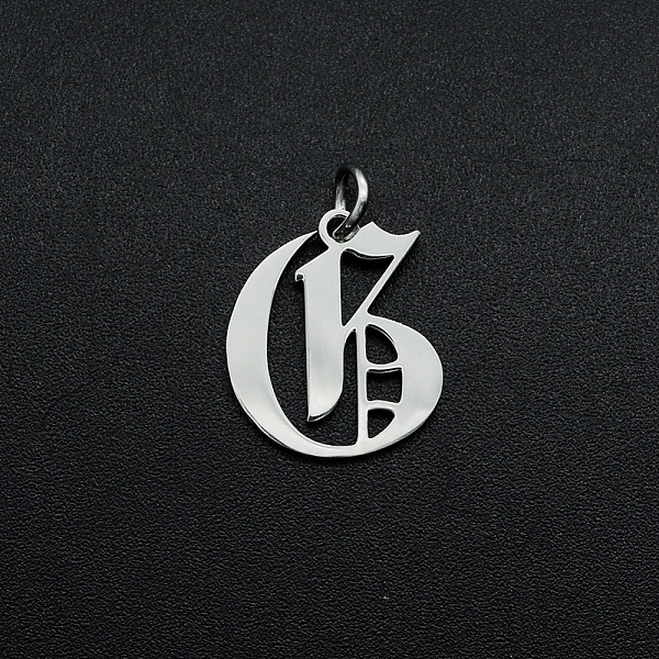

PandaHall 304 Stainless Steel Pendants, with Jump Ring, Old English, Letter, Laser Cut, Stainless Steel Color, Letter.G, 15.5x13x1mm, Hole...
