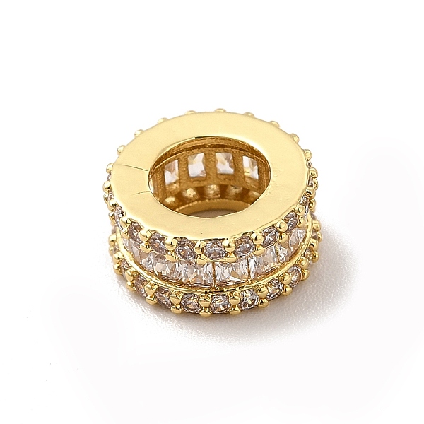 

PandaHall Rack Plating Brass Cubic Zirconia European Beads, Large Hole Beads, Cadmium Free & Lead Free, Long-Lasting Plated, Column, Real..., Clear