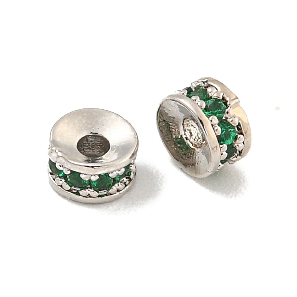 

PandaHall Brass Cubic Zirconia Spacer Beads, Long-Lasting Plated, Lead Free & Cadmium Free, Rondelle, Dark Green, 4x2mm, Hole: 1.4mm...