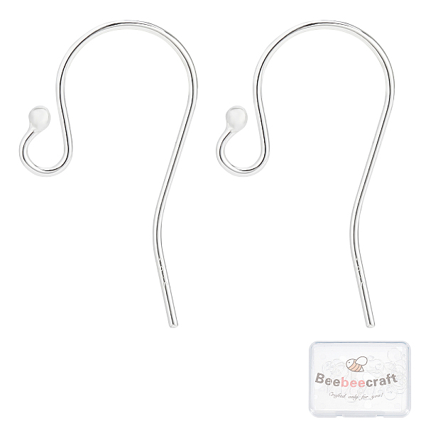 Beebeecraft 10 Pair 925 Sterling Silver Ball Dot Fish Earring Hooks French Ball End Ear Wires for Drop Dangle Earring Findings DIY Jewelry Making(Wire 0.7mm/21 Gauge/0.028 inch)