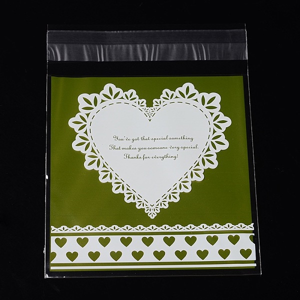 

PandaHall Rectangle OPP Cellophane Bags, with Heart Pattern, Green Yellow, 14x9.9cm, Unilateral Thickness: 0.035mm, Inner Measure: 11x9.9cm...