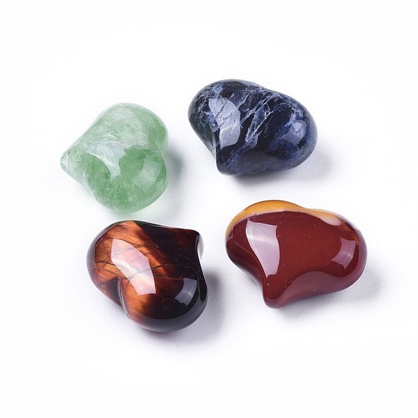 

PandaHall Natural Mixed Gemstone Heart Palm Stone, Pocket Stone for Energy Balancing Meditation, 20x25x11~13mm Mixed Stone Heart Multicolor