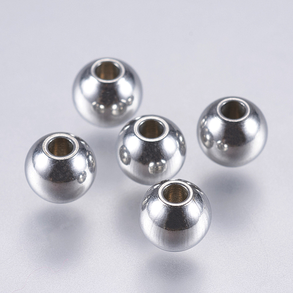 

PandaHall 304 Stainless Steel Beads, Solid Round, Stainless Steel Color, 5x4mm, Hole: 1mm 304 Stainless Steel Round