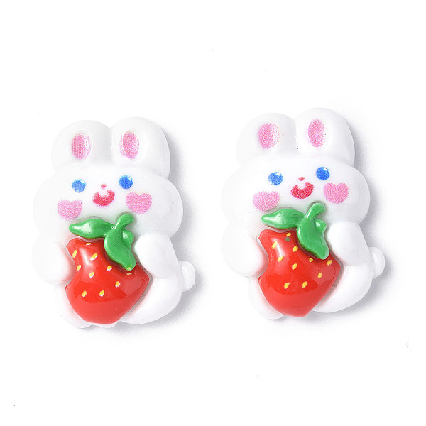 

PandaHall Opaque Resin Cabochons, Animal with Strawberry, Rabbit Pattern, 29.5x22x8.5mm Resin Rabbit