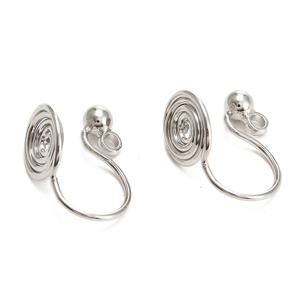 

PandaHall Brass Clip-on Earring Converters Findings, with Spiral Pad and Loop, for Non-pierced Ears, Platinum, 12x8mm, Hole: 1.4mm Brass