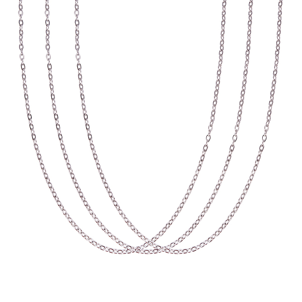 15 Strands 17"" 304 Stainless Steel Cable Chain Necklaces with Lobster Clasps for Necklace Jewelry Making
