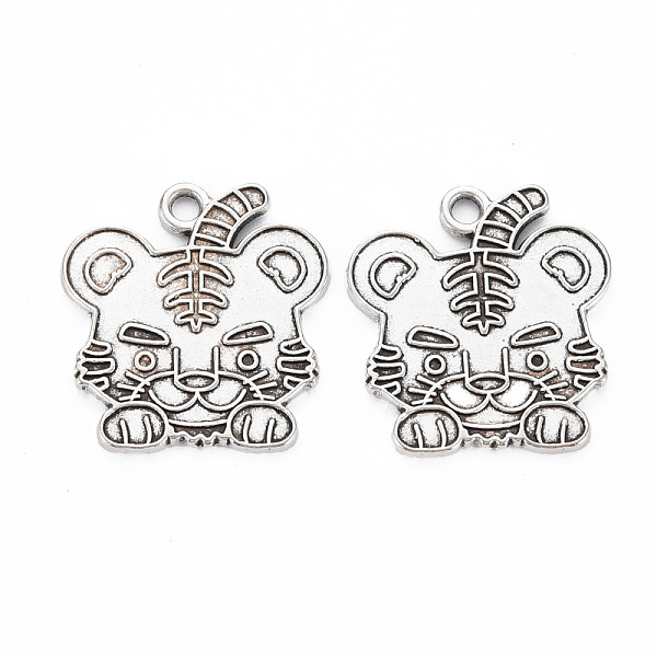 

PandaHall Tibetan Style Alloy Pendant Enamel Settings, Cadmium Free & Lead Free, Tiger, Antique Silver, 25x23.5x1.5mm, Hole: 2mm Alloy Tiger