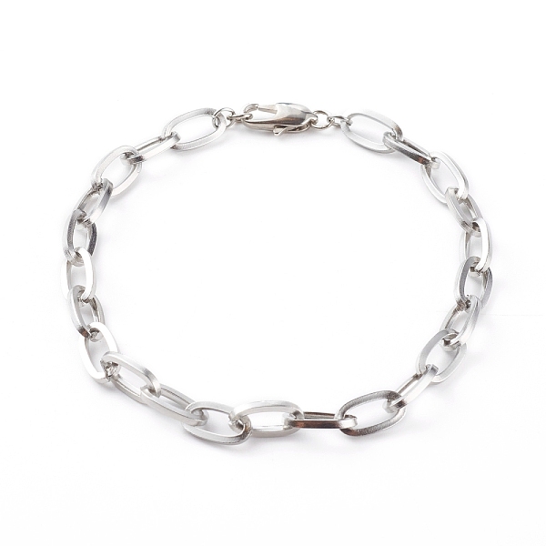 

PandaHall 304 Stainless Steel Cable Chain Bracelets,with Brass Lobster Claw Clasps, Stainless Steel Color, 7-5/8 inch(19.5cm) 304 Stainless...