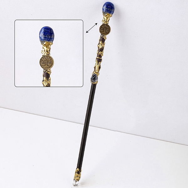 

PandaHall Natural Lapis Lazuli Twelve Constellation Magic Wand, Cosplay Magic Wand, for Witches and Wizards, Libra, 300mm Lapis Lazuli Libra