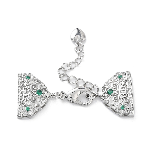 

PandaHall Brass Micro Pave Cubic Zirconia Chain Extender with Glass, Real Platinum Plated Necklace Layering Clasps, with Lobster Claw Clasps...