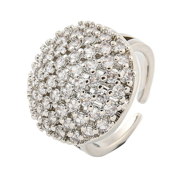

PandaHall Real Platinum Plated Brass Micro Pave Clear Cubic Zirconia Cuff Rings, Open Rings for Women, Half Round, Adjustable Brass+Cubic...