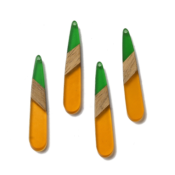 

PandaHall Opaque Resin & Walnut Wood Pendants, Teardrop Charms, Orange, 43.5~44x7.5x3mm, Hole: 1.5mm Resin+Wood Teardrop Orange