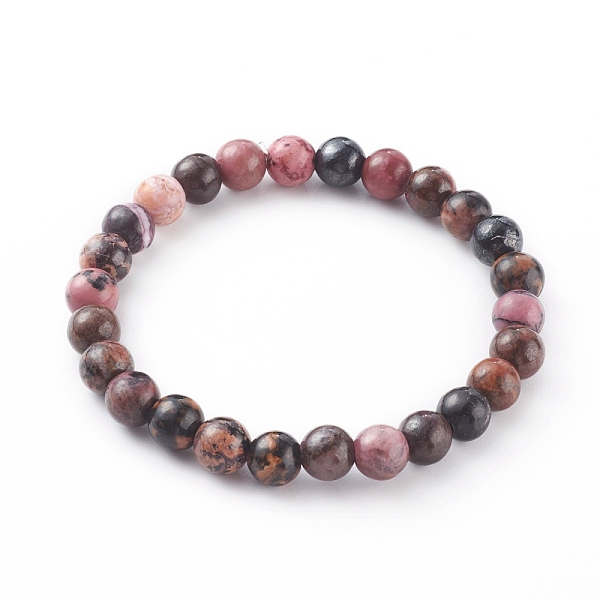 

PandaHall Natural Rhodonite Beaded Stretch Bracelets, Round, Inner Diameter: 2-1/4 inch(5.7cm), Beads: 8~9mm Rhodonite