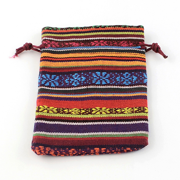 

PandaHall Ethnic Style Cloth Packing Pouches Drawstring Bags, Rectangle, Dark Orange, 14x10cm Burlap Orange