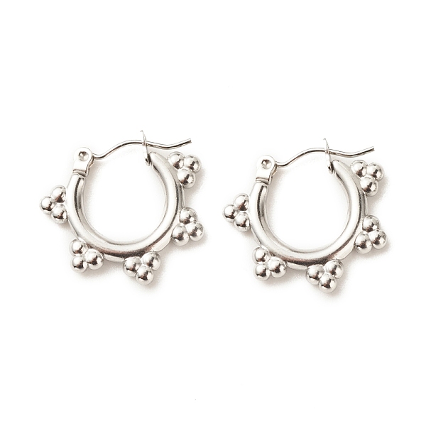 

PandaHall 304 Stainless Steel Flower Hoop Earrings for Women, Stainless Steel Color, 19x21mm, Pin: 0.8mm 304 Stainless Steel Flower