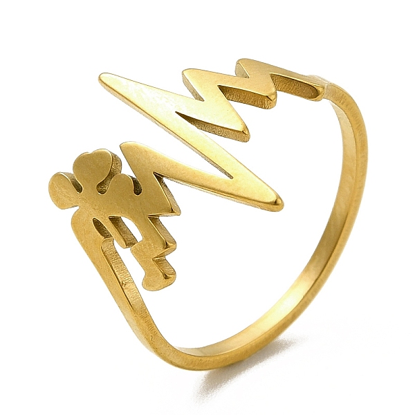 

PandaHall Ion Plating(IP) 201 Stainless Steel Finger Rings, Heartbeat with Angel Ring for Women, Golden, 1.8mm, Inner Diameter: 16.8mm 201...