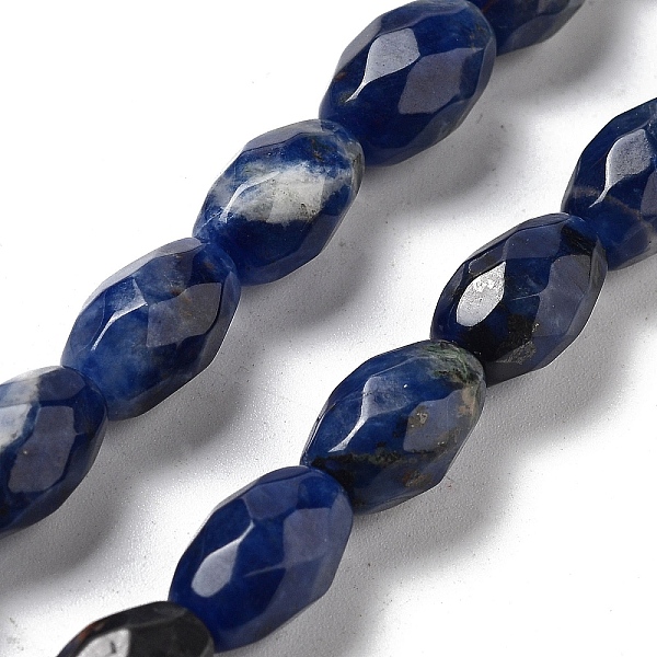 

PandaHall Natural Sodalite Beads Strands, Faceted Rice, 12.5x8mm, Hole: 1.2mm, about 16pcs/strand, 7.68''(19.5cm) Sodalite Rice