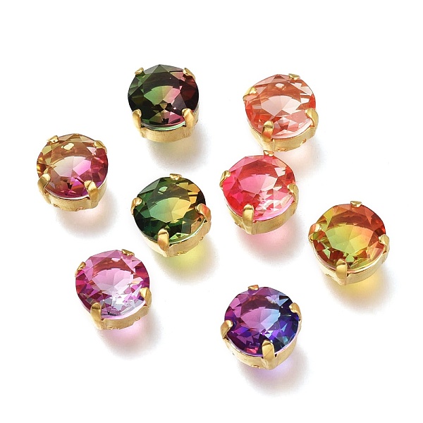 

PandaHall Sew on Rhinestone, Glass Rhinestone, with Golden Tone Brass Prong Settings, Garments Accessories, Flat Round, Faceted, Mixed Color..., Multicolor