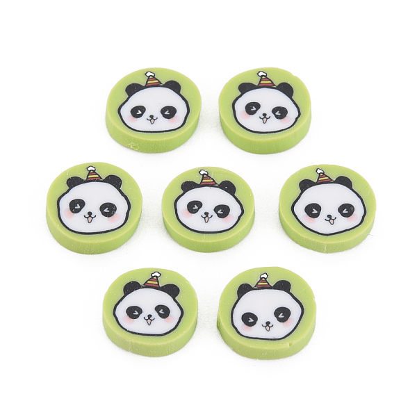 

PandaHall Handmade Polymer Clay Cabochons, Flat Round with Panda, Yellow Green, 8.5~9x1.5~2mm, about 4300pcs/1000g Polymer Clay Panda