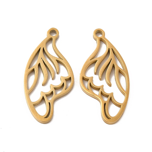 

PandaHall Ion Plating(IP) 304 Stainless Steel Pendants, Wing Charm, Real 18K Gold Plated, 25x12x1mm, Hole: 1.6mm 304 Stainless Steel Wing
