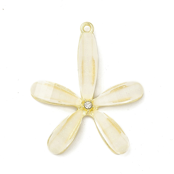 

PandaHall Transparent Resin Pendants, 5 Petal Flower Charms, with Rack Plating Alloy Crystal Rhinestone Findings, Golden, 41x34x5mm, Hole..., Clear