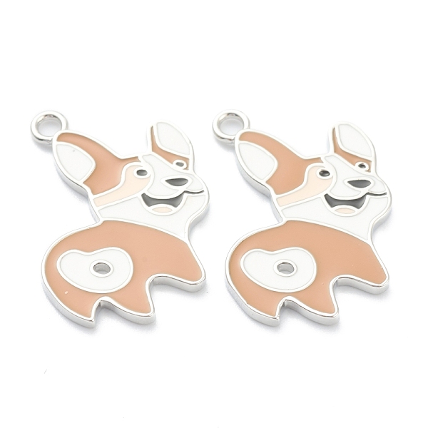 

PandaHall Brass Enamel Pendants, Corgi Dog Charms, Long-Lasting Plated, Real Platinum Plated, 24x16x1.5mm, Hole: 1.5mm Brass+Enamel Dog
