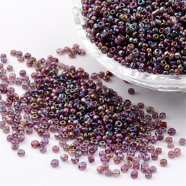 

PandaHall Round Trans. Colors Rainbow Glass Seed Beads, Misty Rose, Size: about 2mm in diameter, hole:1mm, about 3306pcs/50g Glass Red