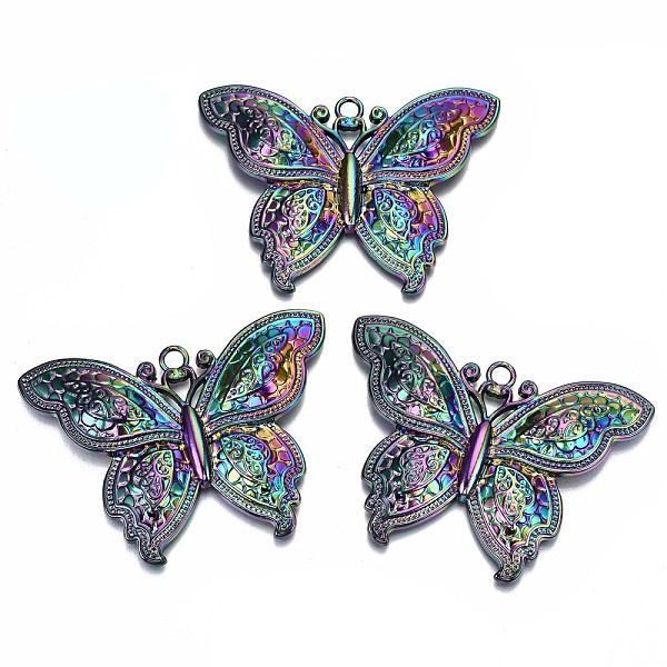 

PandaHall Alloy Big Pendants, Cadmium Free & Lead Free, Butterfly, Rainbow Color, 53.5x71x8mm, Hole: 4mm Alloy Butterfly