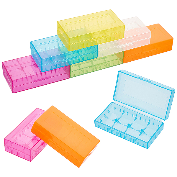 PandaHall Plastic Battery Storage Box, Rectangle, Mixed Color, 4.25x7.7x2.1cm, Inner Size: 3.75x7.3cm, 6 colors, 4pcs/color, 24pcs/set...