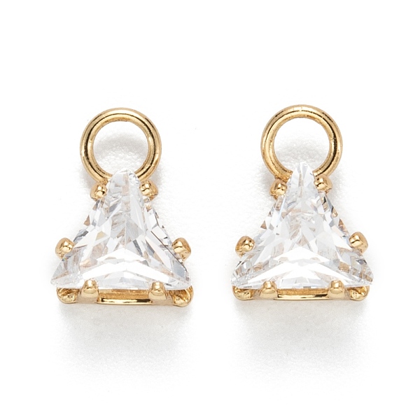 

PandaHall Brass Clear Cubic Zirconia Charms, Long-Lasting Plated, Triangle, Real 18k Gold Plated, 8x5.5x4mm, Hole: 2mm Brass+Cubic Zirconia...