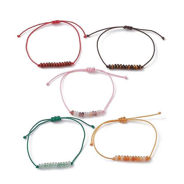 

PandaHall Natural & Synthetic Mixed Stone Rondelle Braided Bead Bracelet, Adjustable Bracelet, Inner Diameter: 3/8~3-3/8 inch(1~8.5cm) Mixed...
