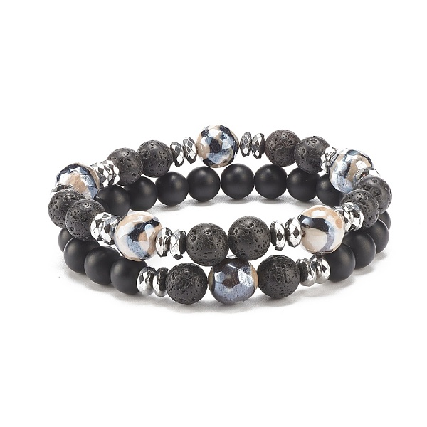 

PandaHall 2Pcs 2 Style Natural & Synthetic Mixed Gemstone Round Beaded Stretch Bracelets Set for Women, Inner Diameter: 2-1/4 inch(5.7cm)...
