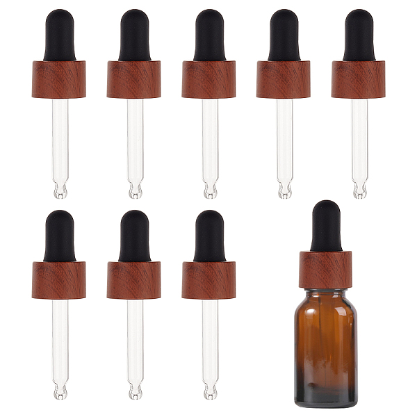 

PandaHall Straight Glass Eye Droppers, with Rubber Extrusion Head and Wood Grain Pattern Plastic Dust Cap, for Refillable Dropper Bottles...