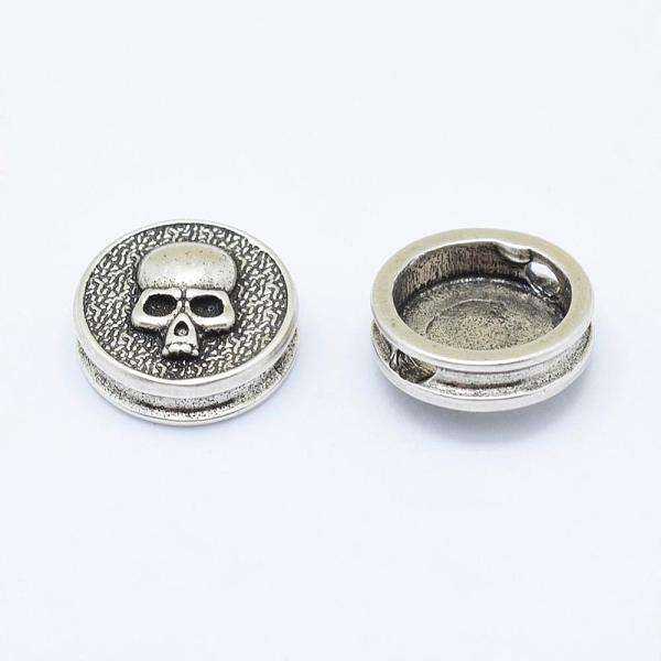 

PandaHall Brass Beads, Flat Round with Skull, Long-Lasting Plated, Cadmium Free & Nickel Free & Lead Free, Thailand Sterling Silver Plated...